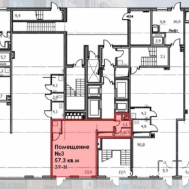 Аренда торгового помещения 57.3 м² в жилом комплексе